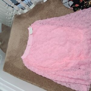 Pink Floral Textured Skirt